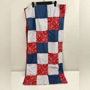 Handmade Lap Quilt 40”x40” Red, White, Blue Stars